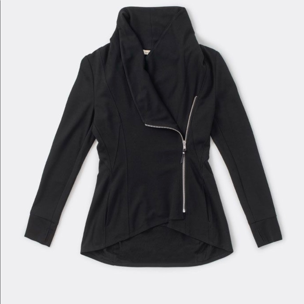 Laia Womens Ponte Zippered Jacket, Black- Size S